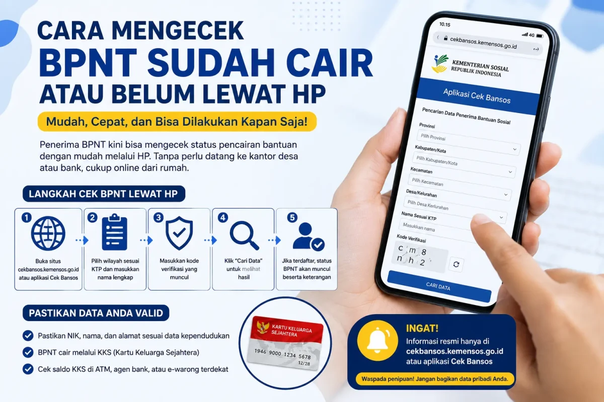 ilustrasi cara cek BPNT melalui HP hasil dari AI