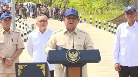 Tangkapan layar - Presiden Prabowo Subianto memberikan sambutan dalam peresmian selesainya Jalan di Kabupaten Sampang, Madura, Jawa Timur, Selasa (23/6/2026). (Dok: Istimewa)