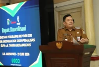 Sekda Kabupaten Malang Budiar dalam rapat koordinasi di Ruang Anusopati Kabupaten Malang (Dok: Istimewa)