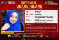 Poster informasi orang hilang atas nama Mahbubah yang diterbitkan Polres Pamekasan. (Dok. Humas Polres Pamekasan)