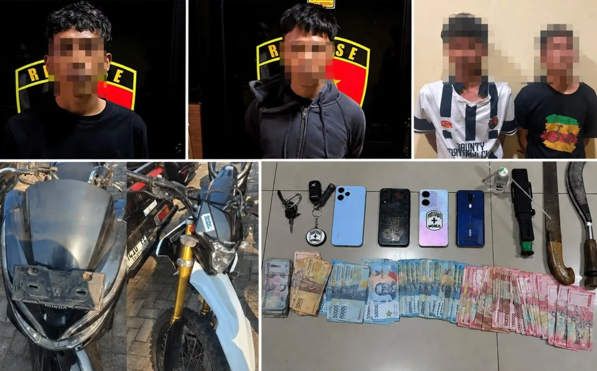 Para pelaku begal beserta sejumlah barang bukti diamankan Polres Purwakarta 