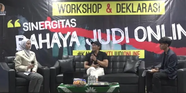 Imam Budi menjadi narasumber workshop bahaya judi online untuk meningkatkan kesadaran dan literasi masyarakat digital.