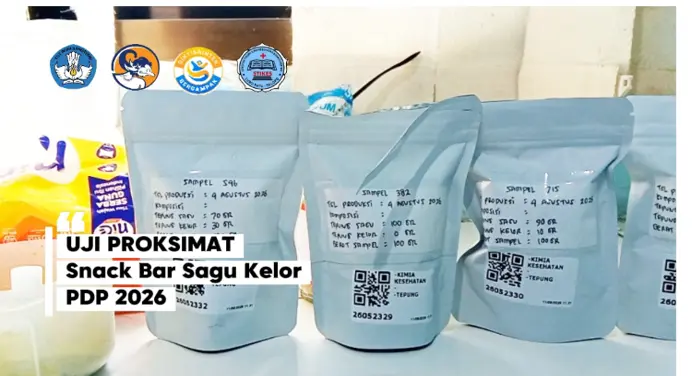 Sampel produk fungsional Snack Bar Sagu Kelor hasil formulasi Tim Peneliti PDP STIKES Bhakti Pertiwi Luwu Raya yang siap melalui uji laboratorium