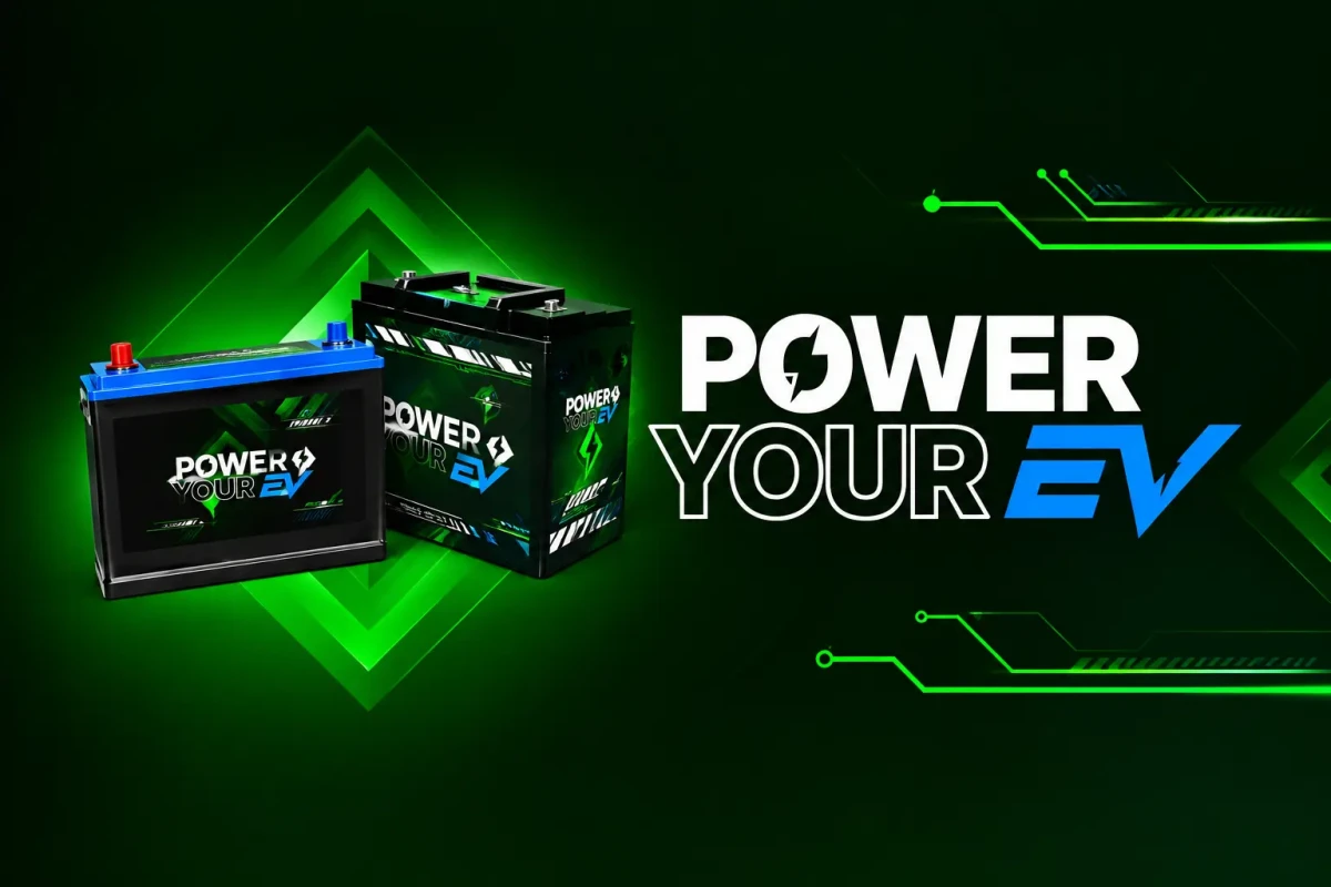 Baterai kendaraan listrik dengan desain futuristik dan teknologi modern untuk mendukung kebutuhan energi EV.