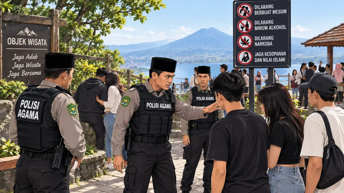 Iustasi Polisi Agama (Gambar: AI)