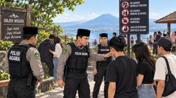 Iustasi Polisi Agama (Gambar: AI)