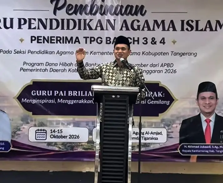 Kepala Kemenag Kabupaten Tangerang Achmad Jubaidi menghadiri Pembinaan Guru PAI Penerima TPG Batch 4.